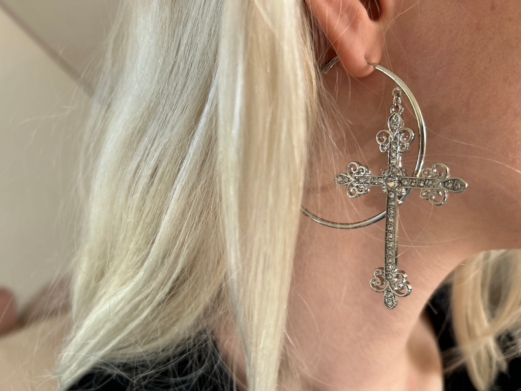 Cross hoop Earring