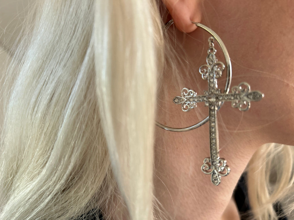 Cross hoop Earring