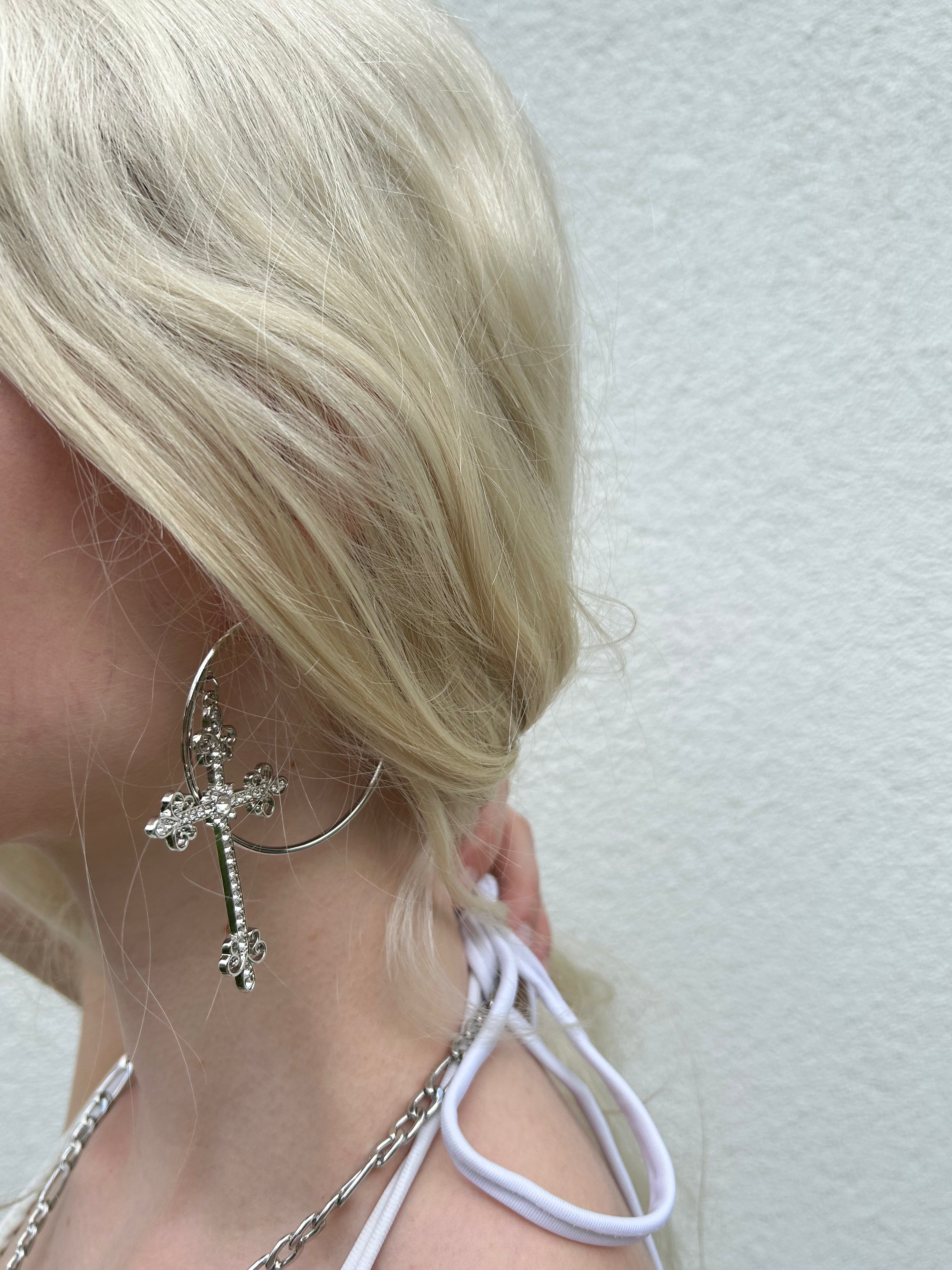 Cross hoop Earring