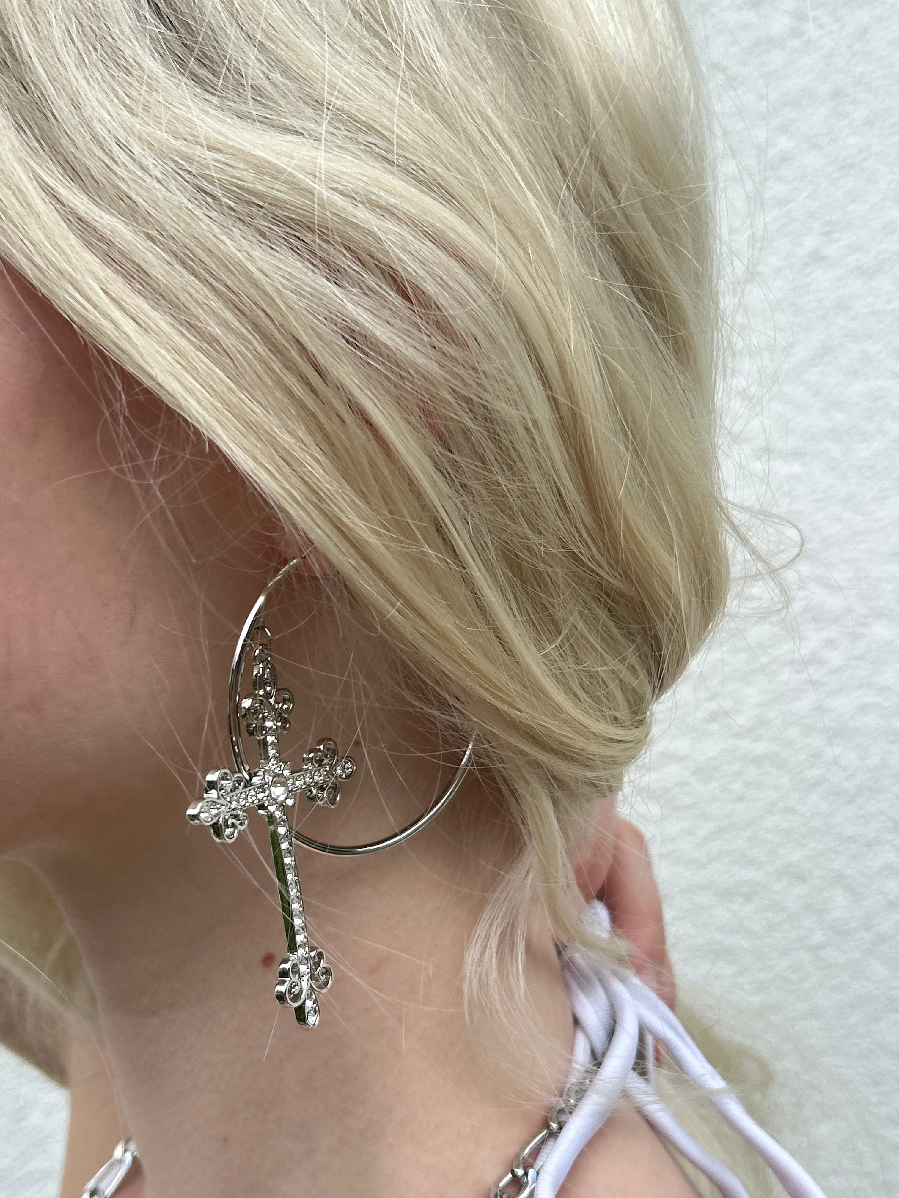 Cross hoop Earring